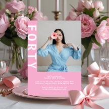 Modern Rosa 40:e födelsedagsinbjudan