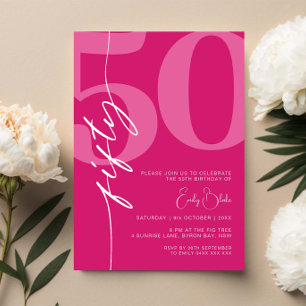 Modern Rosa 50:e Födelsedagsfesten Inbjudningar