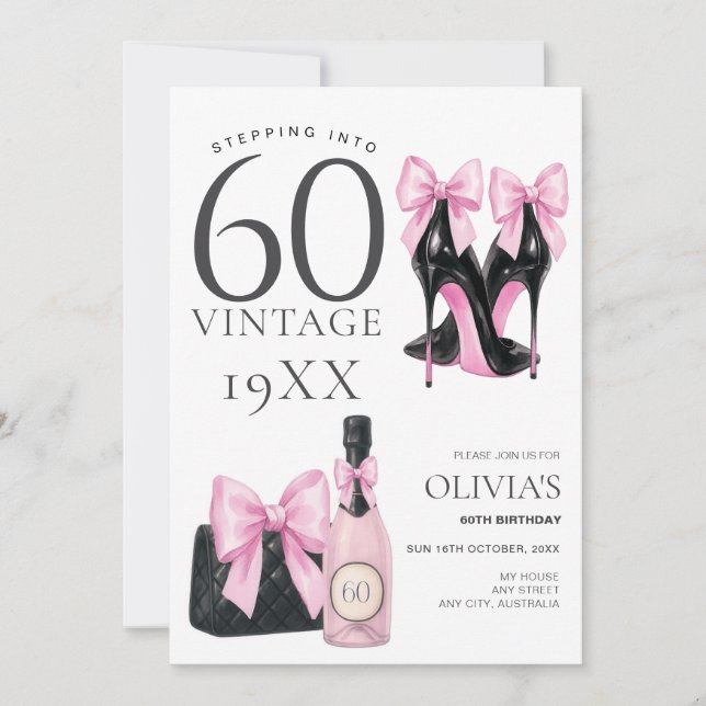 Modern Rosa 60:e födelsedagsinbjudan till henne Inbjudningar (Framsida)