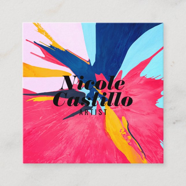 Modern rosa abstrakt konst målning minimalist fyrkantigt visitkort (Framsida)