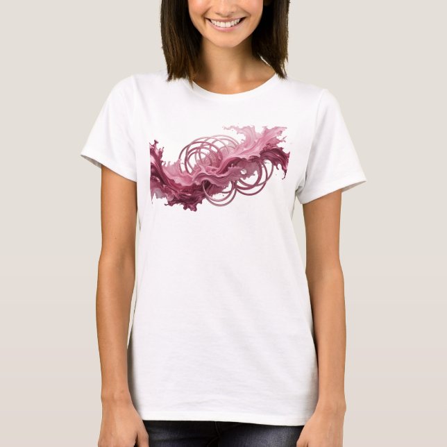 Modern Rosa ABSTRAKT KONST Statement T-shirt (Framsida)