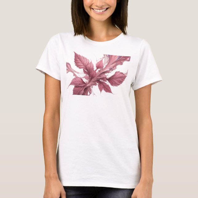 Modern Rosa Abstrakt Löv Konst Komposition T Shirt (Framsida)