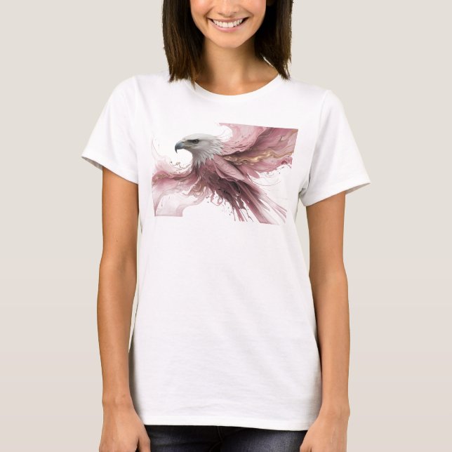 Modern Rosa Abstrakt Örn Trendig T-Shirt (Framsida)