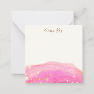Modern Rosa Abstrakt Watercolor Tackkort Anteckningskort