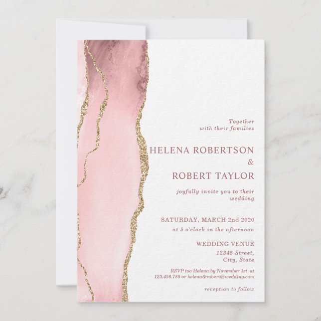 Modern  rosa-agg inbjudningar (Framsida)