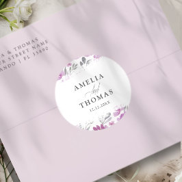 Modern Rosa Akvarell Bröllop Runt Klistermärke