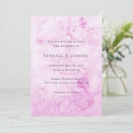 Modern Rosa Akvarell Elegant Bröllop Inbjudningar