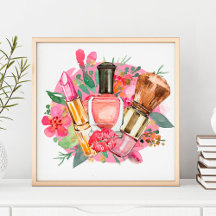 Modern Rosa Akvarell Sminkartist Girly Chic