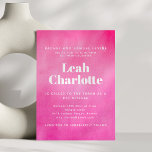Modern Rosa Akvarell Trendig Bat Mitzvah Inbjudningar<br><div class="desc">Denna design sätter en självsäker,  glad ton för en modern Bat Mitzvah-firande. Den livfulla rosa färgen och rena typografin känns förhöjd och meningsfull samtidigt som fokus hålls på hedersgästen. Ett vackert val för familjer som vill ha något polerat,  aktuellt och lätt att koordinera med resten av deras evenemangsuppgifter.</div>
