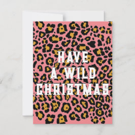 Modern Rosa Animal Print Vild jul Julkort
