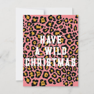 Modern Rosa Animal Print Vild jul Julkort
