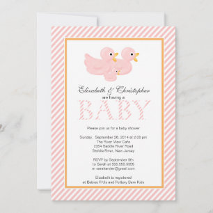 Modern Rosa Ankor par babyskor Inbjudningar