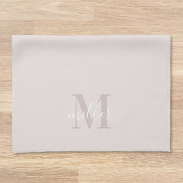 Modern Rosa Anpassad Familjenamn Monogram Kökshandduk