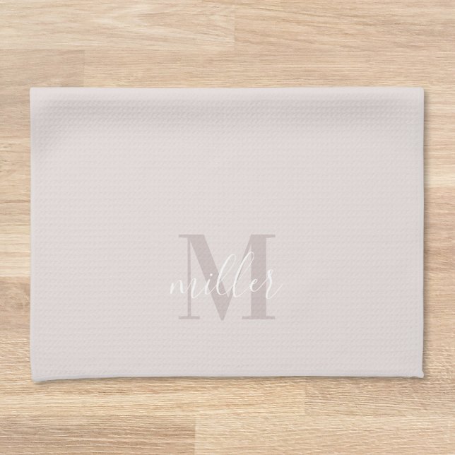 Modern Rosa Anpassad Familjenamn Monogram Kökshandduk (Skapare uppladdad)