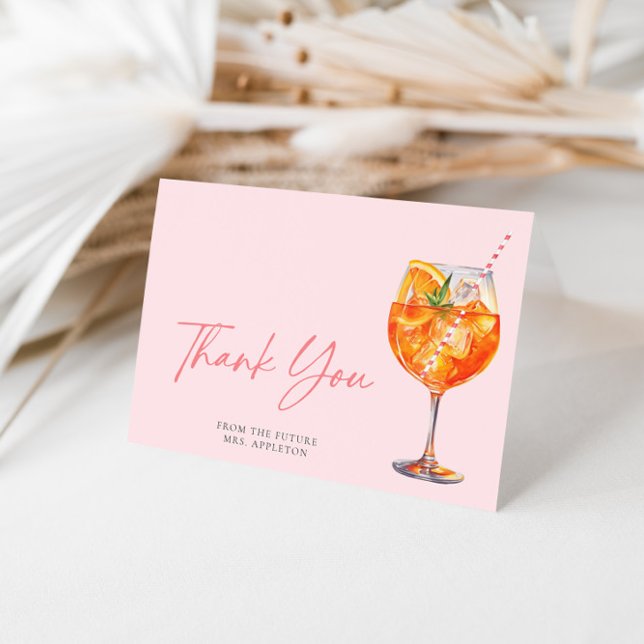 Modern  Rosa Aperol Spritz-Möhippa Tack Kort (Skapare uppladdad)
