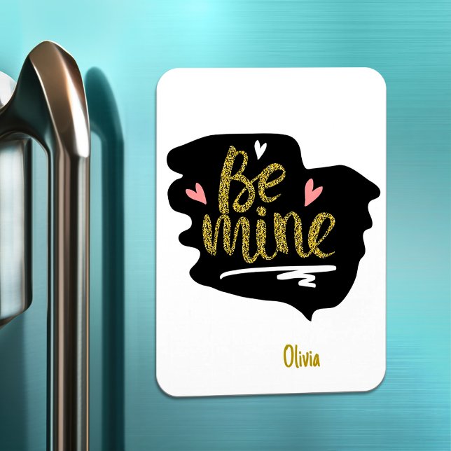 Modern rosa är min valentines day-partyn magnet (Happy Valentines Day | Be Mine Modern Cute Gift Magnet, Valentines Day Gift)