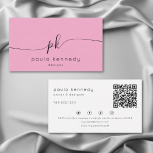 Modern Rosa av lägsta Elegant, monogram QR-kod för Visitkort