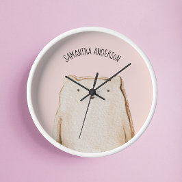 Modern Rosa av pastellkrita med Namn Rund Klocka