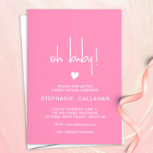 Modern Rosa Baby Shower Card med litet hjärta