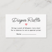 Modern Rosa Baby Shower Diaper Raffle Biljett