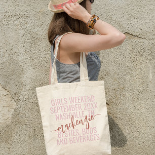 Modern Rosa Bachelorette Party Girls Getaway Tygkasse