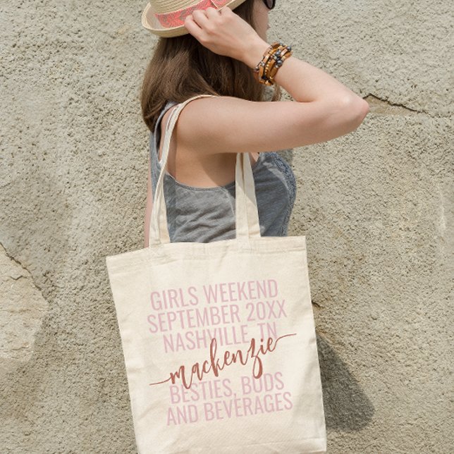 Modern Rosa  Bachelorette Party Girls Getaway Tygkasse (Skapare uppladdad)