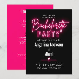 Modern Rosa Bachelorette Party Helg Itinerary Inbjudningar