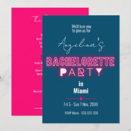 Modern Rosa Bachelorette Party Itinerary Inbjudningar