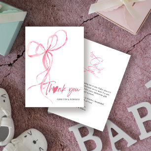 Modern Rosa Båge Baby Shower Band Slinga Hjärta Tack Kort