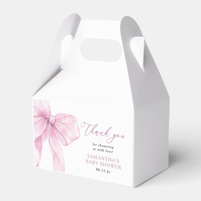 Modern Rosa Båge Bebis Shower Tack Presentaskar (Framsidan Sidan)