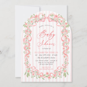 Modern Rosa Båge Blommande Rosor Båge Baby Shower Inbjudningar