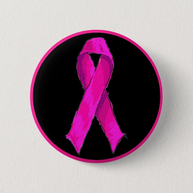 Modern Rosa Band Bröstcancer Medvetenhet & Stöd Knapp (Framsida)
