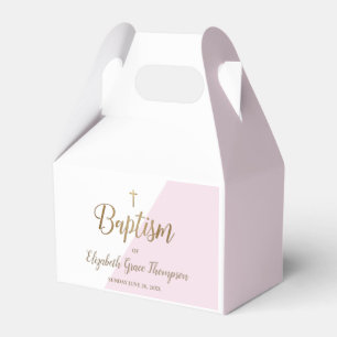 Modern Rosa Baptism Flicka Tack Guld Kor Presentaskar