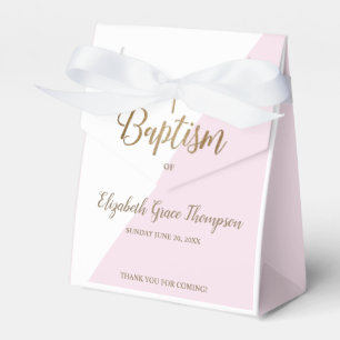 Modern Rosa Baptism Flicka Tack Guld Kor Presentaskar