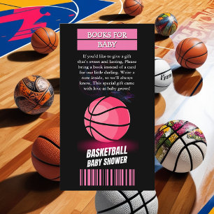 Modern Rosa Basketbiljett Boll Baby Shower Tilläggskort