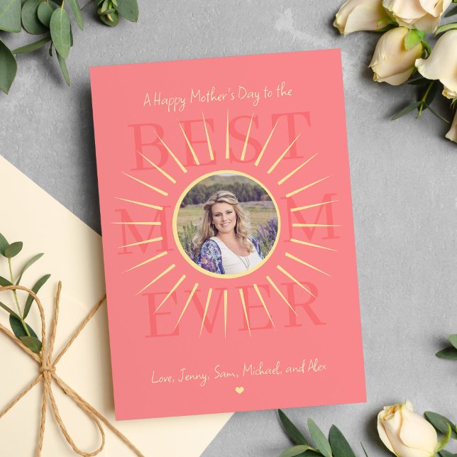 Modern rosa bäst mamma någonsin Mors dag rosa kort (Skapare uppladdad)