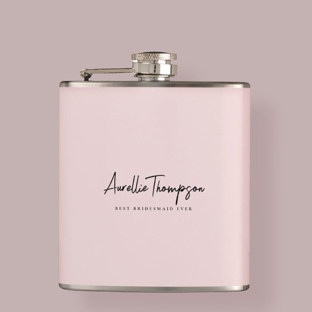 Modern  Rosa, bästa möjliga Bridesmaid någonsin Mö Fickplunta (Modern Blush Pink Best Bridesmaid Ever Bridal Flask
)