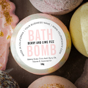 Modern Rosa Bath Bomb eller Soap Pub Minimal Runt Klistermärke