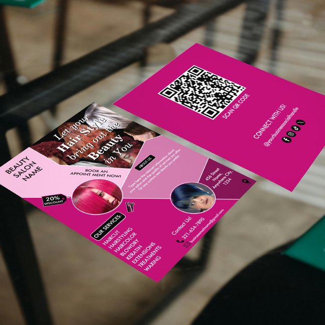Modern Rosa Beauty Hair Services Salon Customized Reklamblad (Skapare uppladdad)