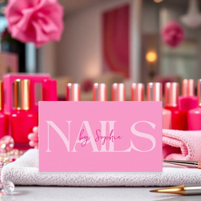 Modern Rosa Beauty Nail Salon Affärskort Visitkort (Modern Pink Beauty Nail Salon Business Card)