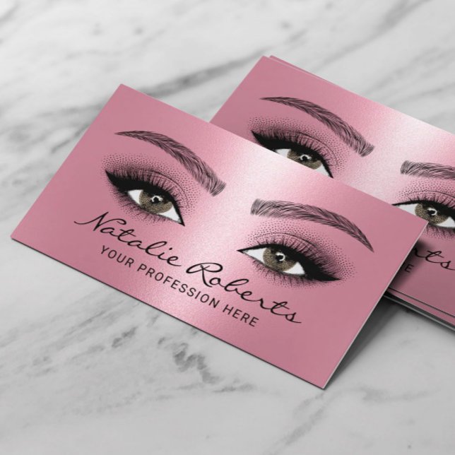 Modern Rosa Beauty Salon Eyelash Microblading Visitkort (Skapare uppladdad)