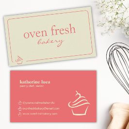 Modern Rosa Beige Cupkakbakery Visitkort