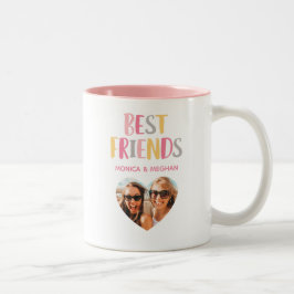 Modern Rosa Best Friends Photo Two-Tone Coffee Mug Två-Tonad Mugg