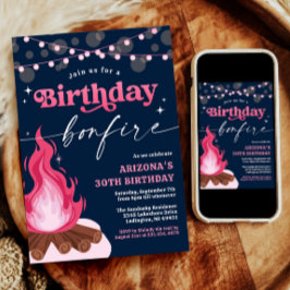 Modern Rosa Birthday Bonfire-inbjudan Inbjudningar