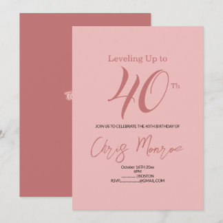Modern Rosa Birthday-inbjudan Inbjudningar