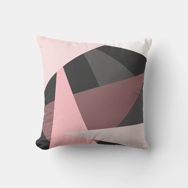 Modern Rosa Black Geometric Art Kudde (Framsida)