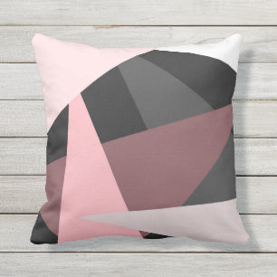 Modern Rosa Black Geometric Art Kudde