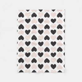 Modern  Rosa Black Kärlek Hearts Mönster Fleecefilt