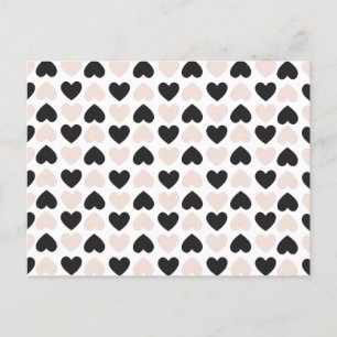 Modern Rosa Black Kärlek Hearts Mönster Helg Vykort