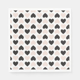 Modern  Rosa Black Kärlek Hearts Mönster Pappersservett